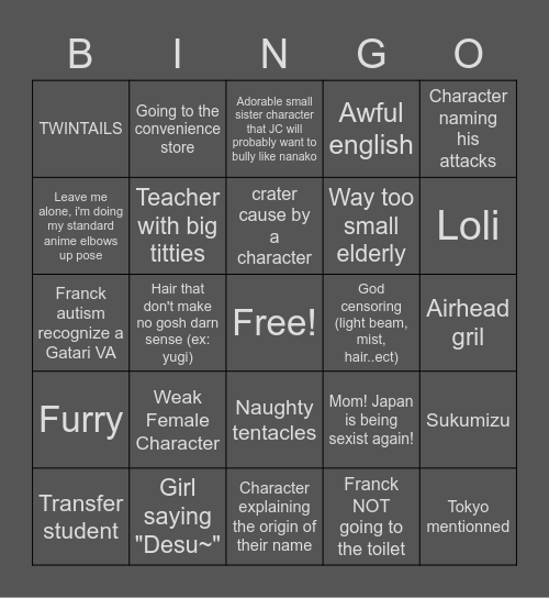 WEEB CARD Bingo Card