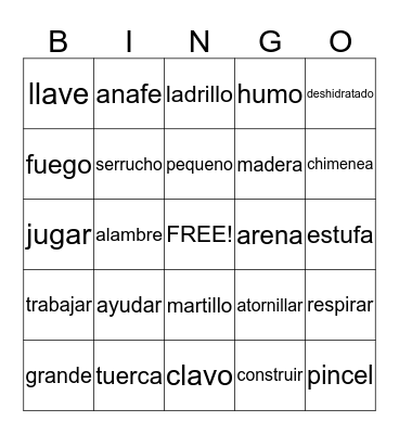 Essential Spanish Words Bingo Card