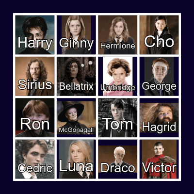 Harry Potter Guess Who Bingo Card