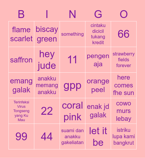 mï Bingo Card