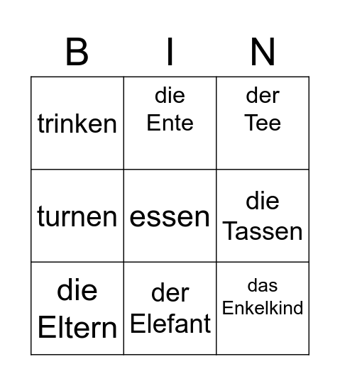 T-E Bingo Card