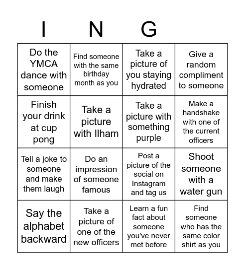 Interact Social Bingo Card