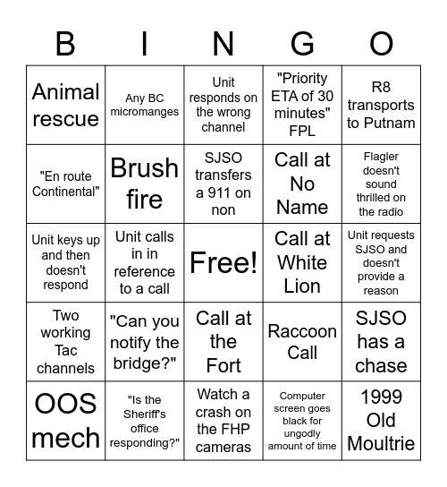 Fire Rescue Bingo Card