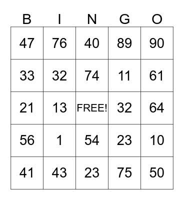 Birthday Bingo Card