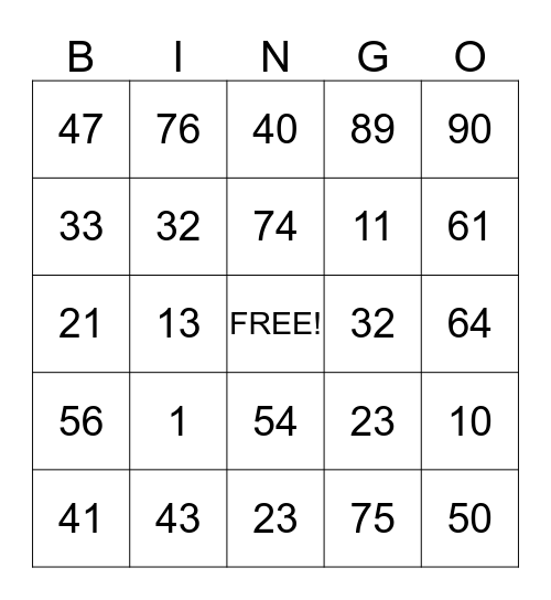 Birthday Bingo Card