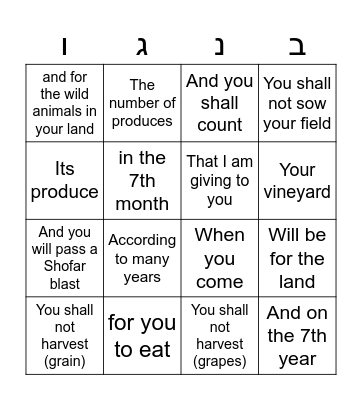 בהר Bingo Card