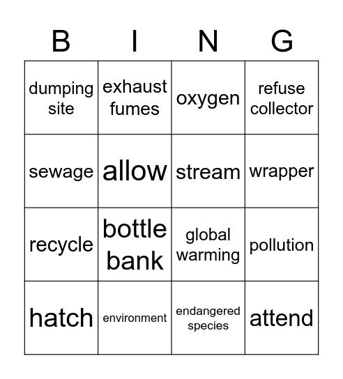 Unit 10 Bingo! Bingo Card