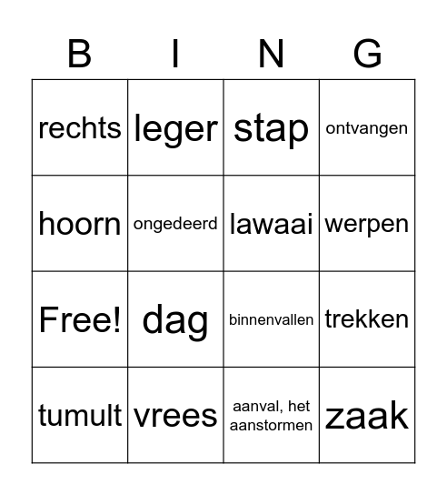 Bingokaart les 36 SPQR Bingo Card