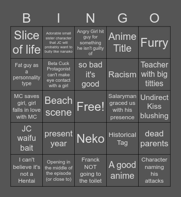 WEEB CARD Bingo Card