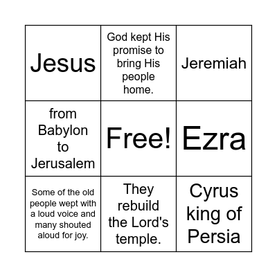 The Captives Came Home Bingo Card