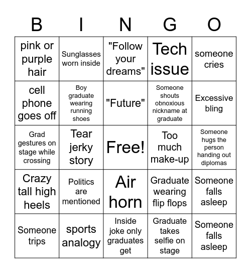 Graduation Ceremony Bingo Card