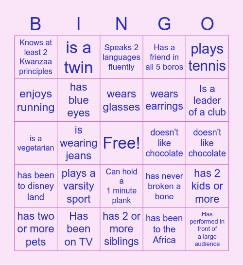 Group 6  BINGO Card