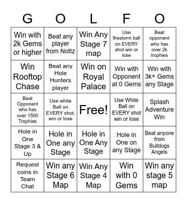 Night Train Bingo Card