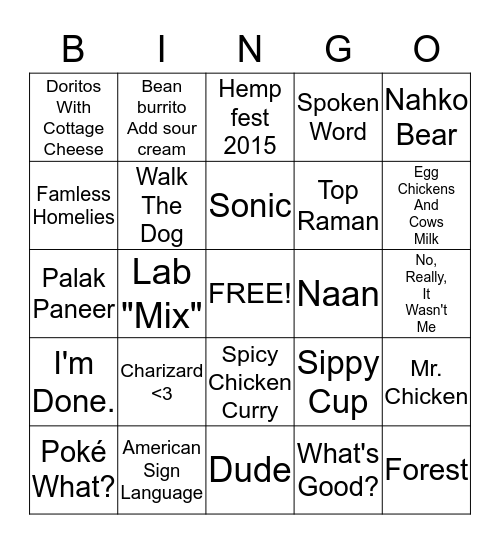 Godiva Bingo Card