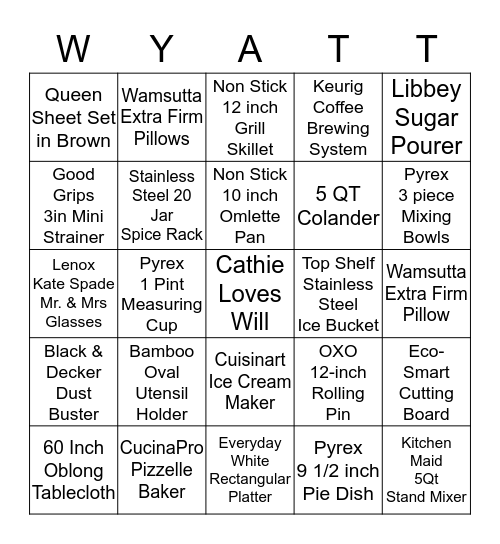 From Miss to Mrs, Love and Best Wishes Bingo Card