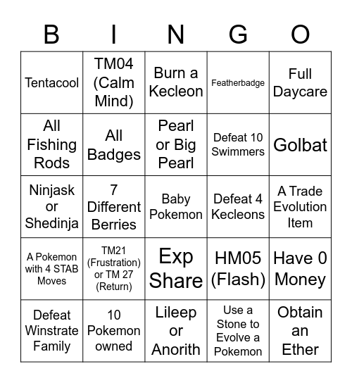 Emerald Rando Bingo Card