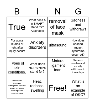 Sports med Bingo Card