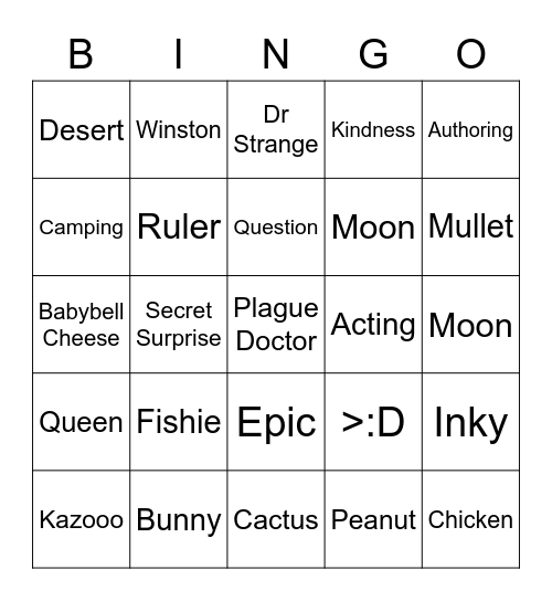 Peanut's BINGO Den Bingo! Bingo Card