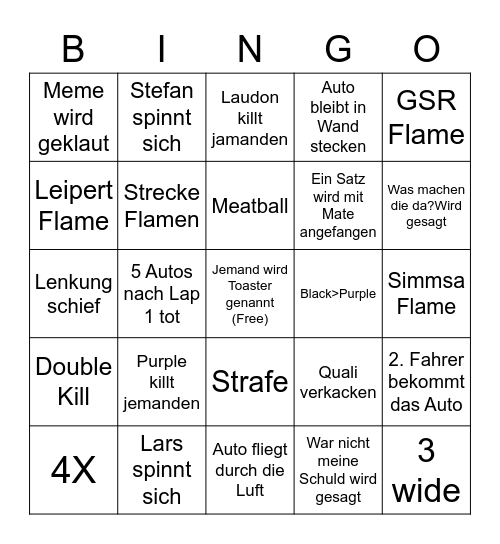 GSR MASTERS Bingo Card