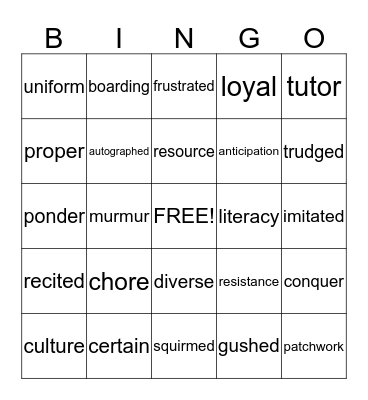 Vocabulary - Schools Around the World Bingo Card