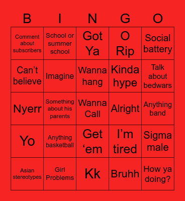 Dan Ma Bingo Card
