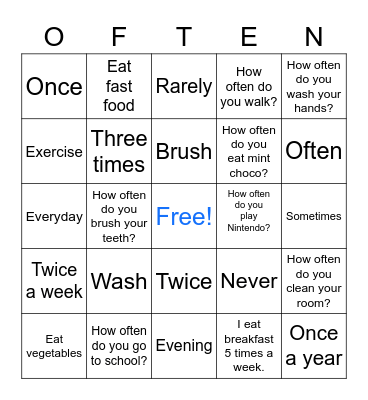 How often do you____? Bingo Card