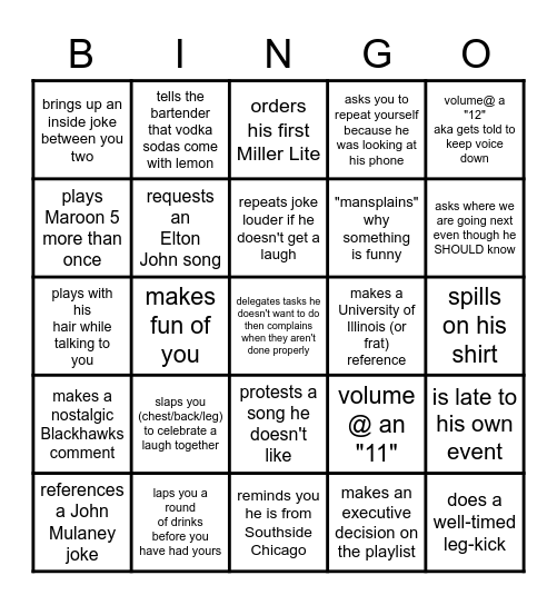 BUSH'S BIRTHDAY BINGO Card