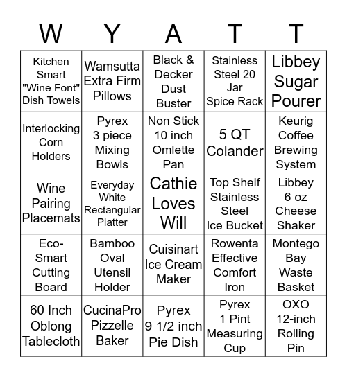 From Miss to Mrs, Love and Best Wishes Bingo Card