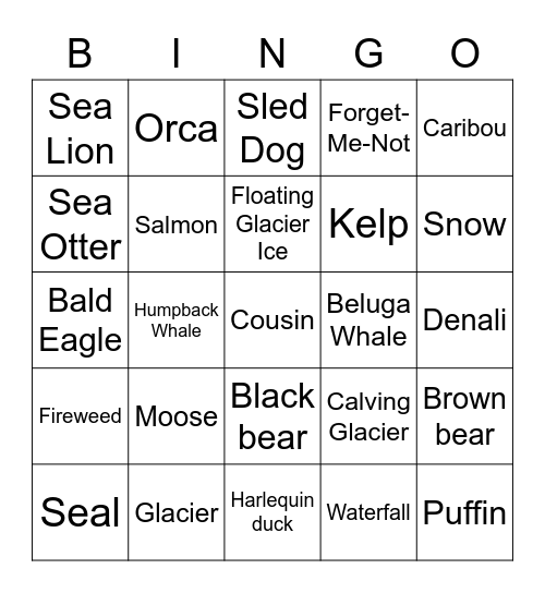 Alaska-Prince William Sound Bingo Card