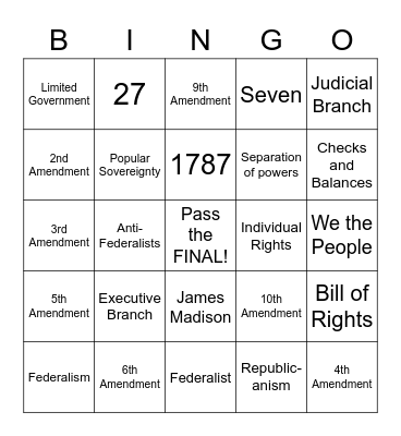 Constitution Bingo Card