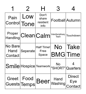All Staff In-Service Bingo Card