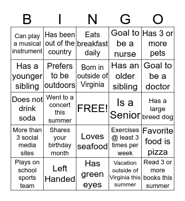 Team Nurse Assistant Bingo Card