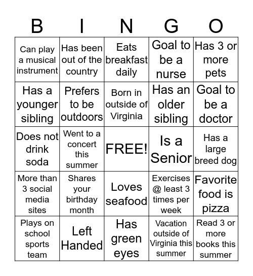 Team Nurse Assistant Bingo Card