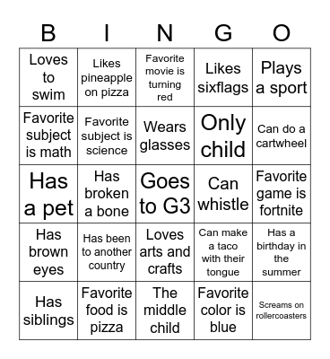 Ice Breaker Bingo Card