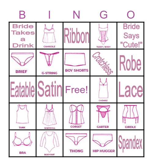 Lingerie Bingo Card