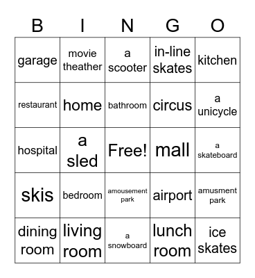 Green Bingo Card