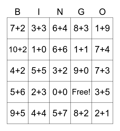 MATH FACTS Bingo Card