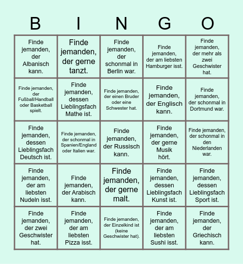 Wer bist du? Bingo Card