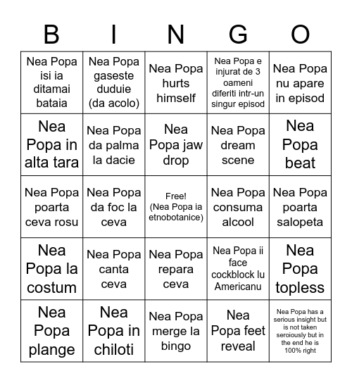 La Bloc Bingo 4 (Nea Popa) Bingo Card