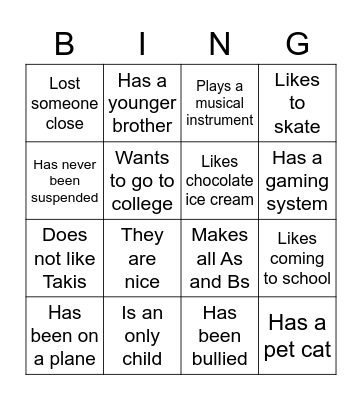 Get to Know Me Bingo Card