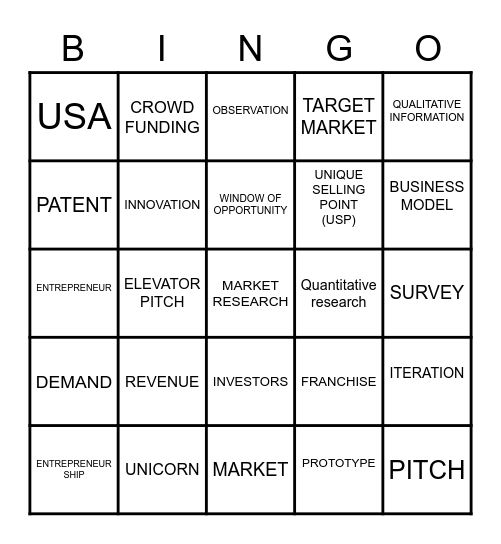 Educational Bingo Card