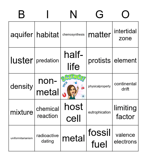 8th Grade Science EOG Bingo Card