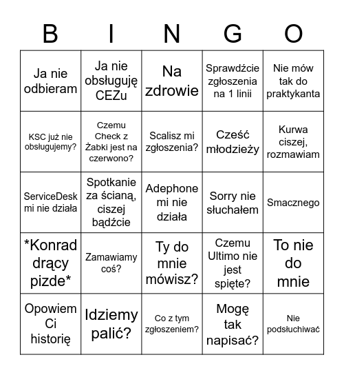 1linia Edition Bingo Card
