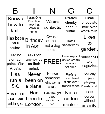 #BondingDay Bingo Card