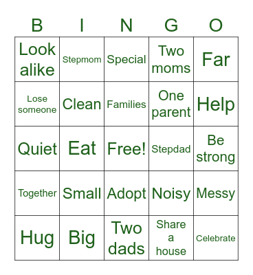 The Family Book Bingo Card