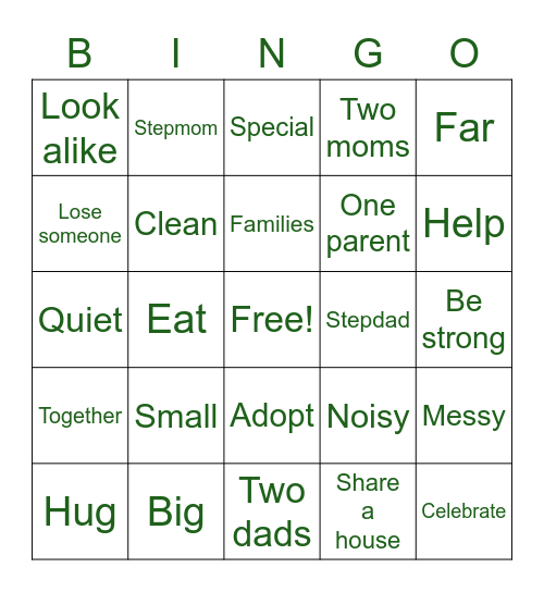 The Family Book Bingo Card