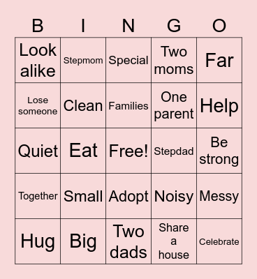 The Family Book Bingo Card