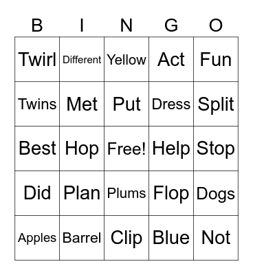 Twins Bingo Card
