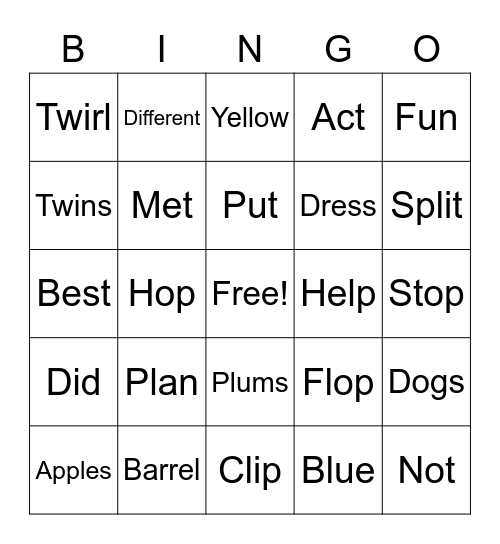 Twins Bingo Card