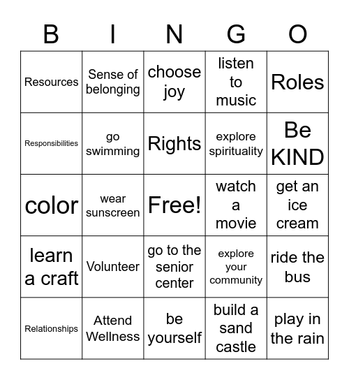 Harambee Bingo Card